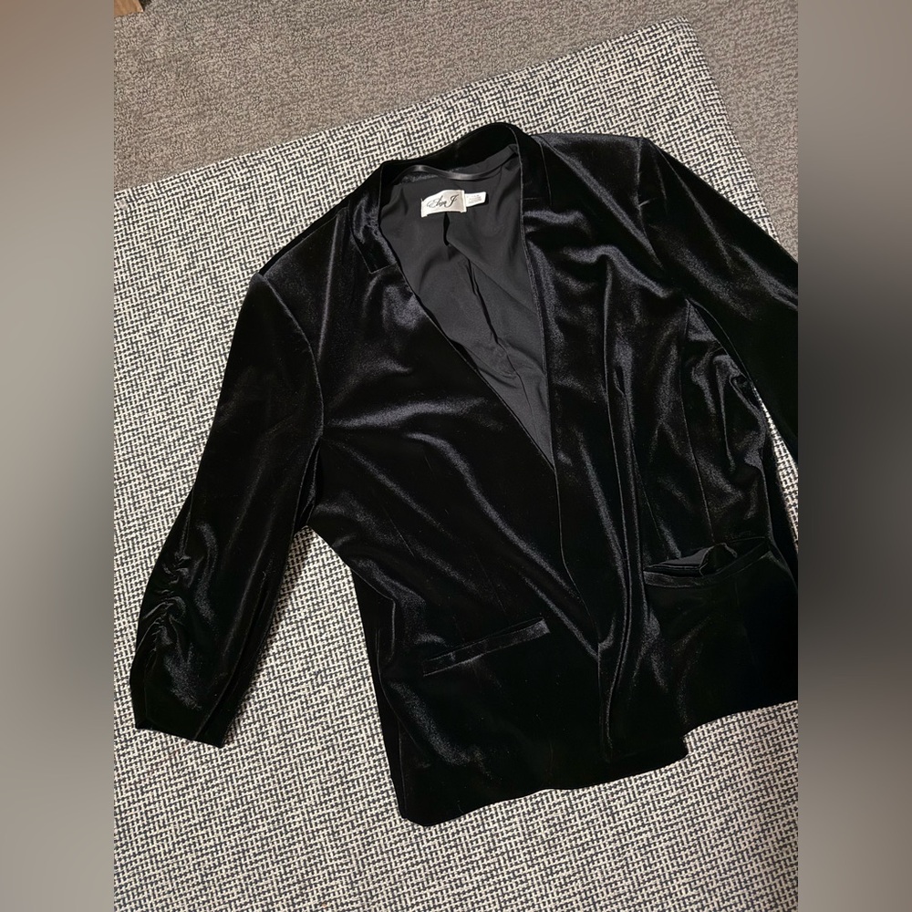 Black Velvet Jumpsuit and Blazer Set